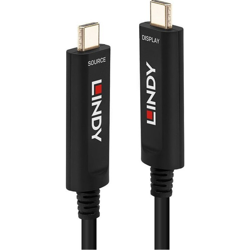 Lindy Kabel USB Lindy Cable Lindy Fibre Optic Hybrid USB-C 15m Black