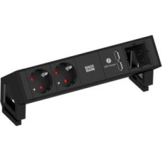 Triton BACHMANN DESK2 2x gniazdo z uziemieniem 1x ładowarka USB 1x ABD, czarny