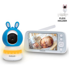 Evolveo Baby Monitor N5, Set videochůvičky s 360° dohledem, obousměrnou komunikací a ukolébavkami, modrá