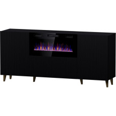 Cama Meble PAFOS chest of drawers with electric fireplace 180x42x82 cm matte black