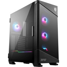 MSI MPG VELOX 100R Mid Tower Gaming Computer Case 'Black, 4x 120mm ARGB Fans, 1-6 ARGB Hub, ARGB light strip, USB Type-C, Tempered Glass, Center, E-ATX, ATX, mATX, mini-ITX'